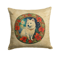 American Eskimo Christmas Flowers Throw Pillow