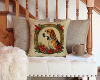 American Foxhound Christmas Flowers Throw Pillow