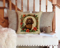 American Water Spaniel Christmas Flowers Throw Pillow