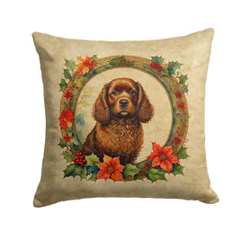 American Water Spaniel Christmas Flowers Throw Pillow