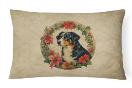 Appenzeller Sennenhund Christmas Flowers Throw Pillow