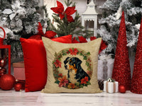 Appenzeller Sennenhund Christmas Flowers Throw Pillow