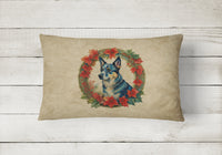 Australian Cattle Dog Christmas Flowers Throw Pillow