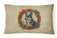 Australian Cattle Dog Christmas Flowers Throw Pillow