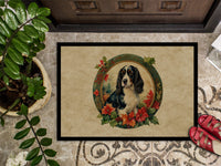 English Springer Spaniel Christmas Flowers Doormat