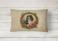 English Springer Spaniel Christmas Flowers Throw Pillow