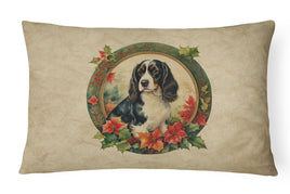 English Springer Spaniel Christmas Flowers Throw Pillow