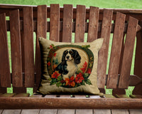 English Springer Spaniel Christmas Flowers Throw Pillow