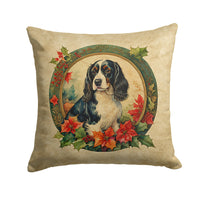 English Springer Spaniel Christmas Flowers Throw Pillow