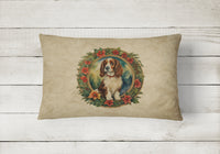 Welsh Springer Spaniel Christmas Flowers Throw Pillow