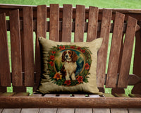 Welsh Springer Spaniel Christmas Flowers Throw Pillow