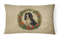 Welsh Springer Spaniel Christmas Flowers Throw Pillow