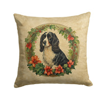 Welsh Springer Spaniel Christmas Flowers Throw Pillow