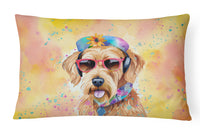 Airedale Terrier Hippie Dawg Fabric Decorative Pillow