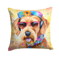 Airedale Terrier Hippie Dawg Fabric Decorative Pillow