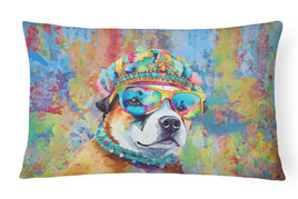 Akita Hippie Dawg Fabric Decorative Pillow