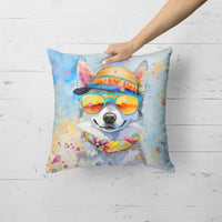 Alaskan Klee Kai Hippie Dawg Fabric Decorative Pillow