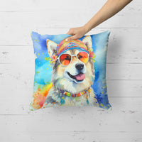 Alaskan Malamute Hippie Dawg Fabric Decorative Pillow