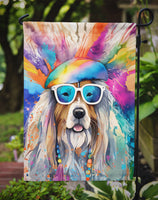 Bearded Collie Hippie Dawg Garden Flag