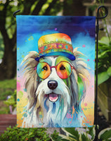 Bearded Collie Hippie Dawg Garden Flag