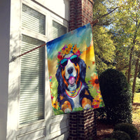 Bernese Mountain Dog Hippie Dawg House Flag