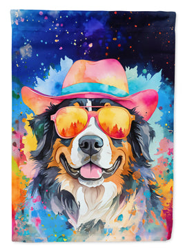 Bernese Mountain Dog Hippie Dawg House Flag