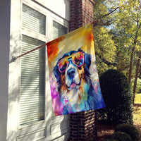 Bernese Mountain Dog Hippie Dawg House Flag