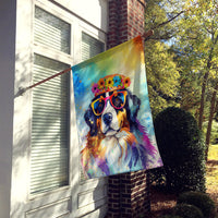 Bernese Mountain Dog Hippie Dawg House Flag