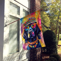 Black Labrador Hippie Dawg House Flag