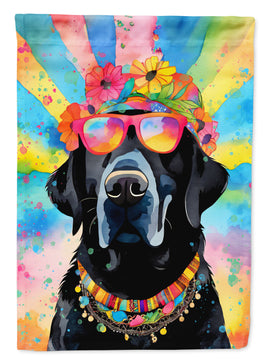 Black Labrador Hippie Dawg House Flag