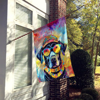 Black Labrador Hippie Dawg House Flag