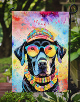 Black Labrador Hippie Dawg Garden Flag