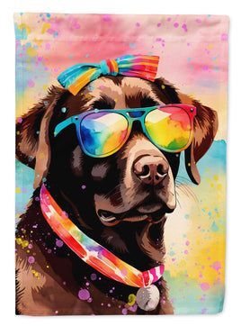 Chocolate Labrador Hippie Dawg House Flag