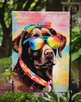 Chocolate Labrador Hippie Dawg Garden Flag