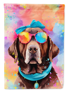 Chocolate Labrador Hippie Dawg House Flag