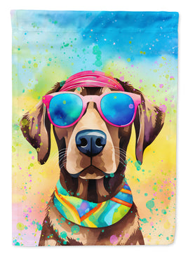 Chocolate Labrador Hippie Dawg House Flag