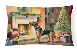 Airedale Terrier Cozy Christmas Throw Pillow