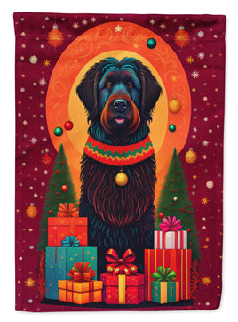 Black Briard Holiday Christmas House Flag