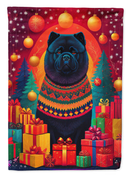 Black Chow Chow Holiday Christmas House Flag