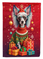 Chinese Crested Holiday Christmas House Flag