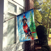 Black and Tan Coonhound Christmas House Flag