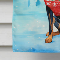 Black and Tan Coonhound Christmas House Flag