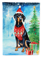 Black and Tan Coonhound Christmas House Flag