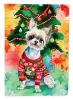 Chinese Crested Christmas House Flag