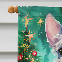 Chinese Crested Christmas House Flag