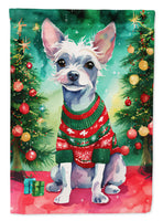 Chinese Crested Christmas House Flag