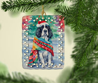 English Springer Spaniel Christmas Porcelain Ornament