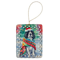 English Springer Spaniel Christmas Porcelain Ornament