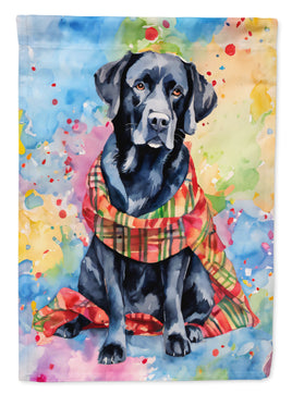 Black Labrador Retriever Christmas House Flag