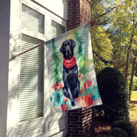 Black Labrador Retriever Christmas House Flag